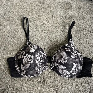 Jessica Simpson Black and White Floral Bra
